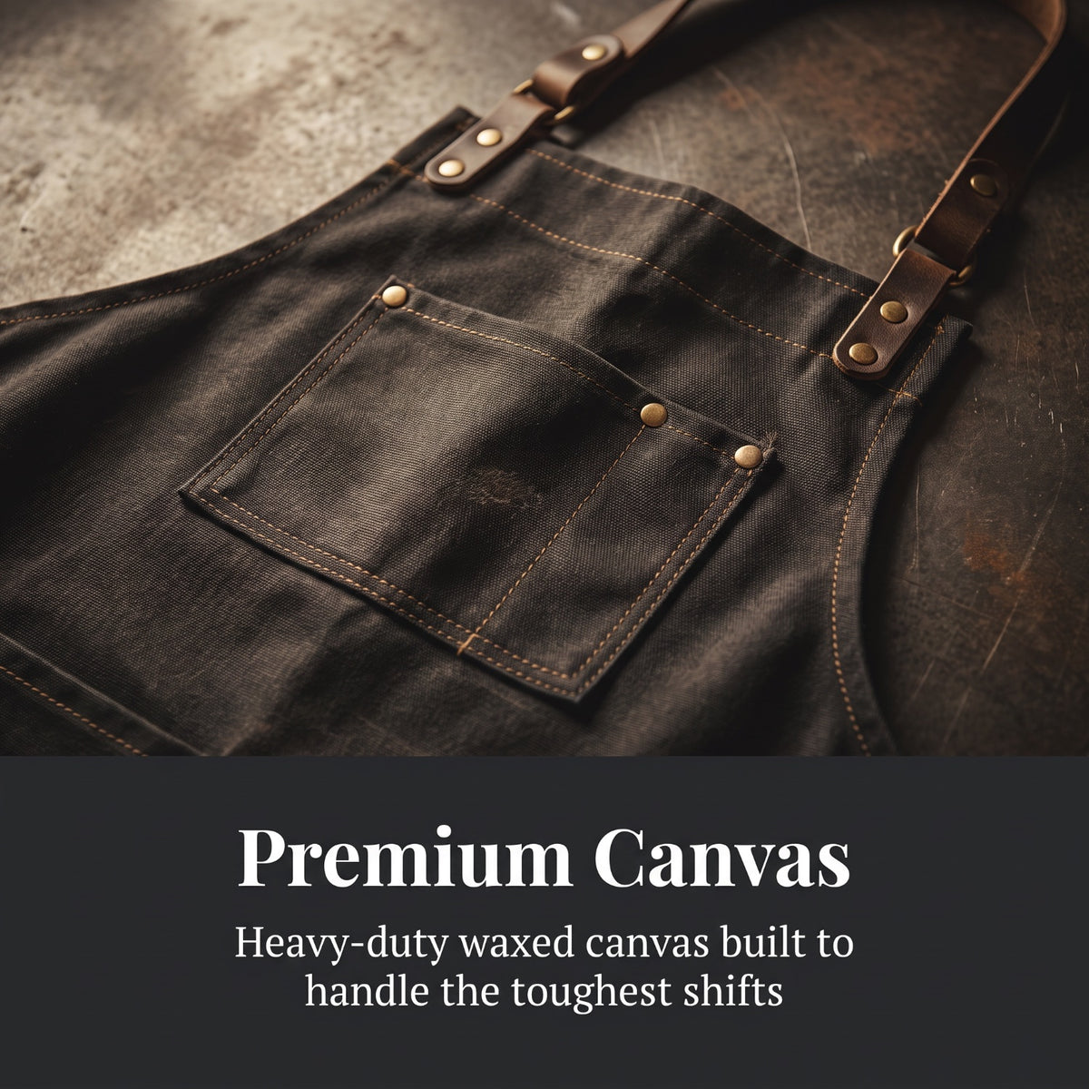 Close-up of the heavy-duty waxed canvas and strap details